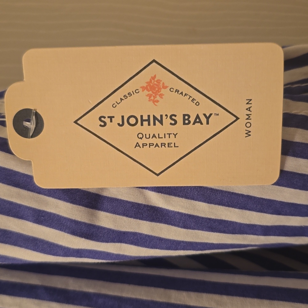 St. John's Bay Blue and White Striped Midi Skirt - Picture 5 of 13